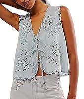 Algopix Similar Product 16 - Women Eyelet Embroidery Vest Top Y2k