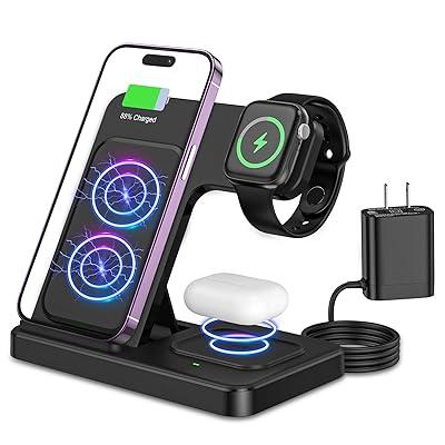 3 in 1 Charging Station for iPhone 14 13 12 11 X Pro Max & Apple Watch  Wireless Charger Stand Dock for AirPods Multiple Apple Devices