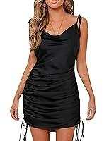 Algopix Similar Product 4 - Womens Ruched Cowl Neck Satin Mini