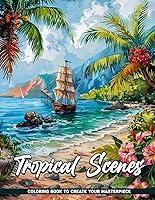 Algopix Similar Product 12 - Tropical Scenes Coloring Book Adult