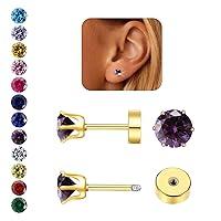 Algopix Similar Product 6 - Hypoallergenic Birthstone Stud Earrings