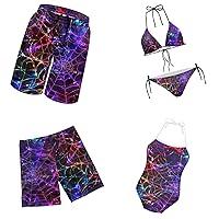 Algopix Similar Product 11 - POLERO Galaxy Spider Web Swimsuits for