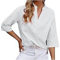 Algopix Similar Product 9 - Womens Casual V Neck Shirt Elbow Sleeve