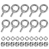 Algopix Similar Product 9 - 10 Pack Eye Bolts with Nuts M6 Screw
