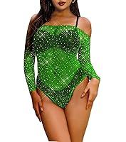 Algopix Similar Product 2 - LUCKELF Womens Black Fishnet Bodysuit