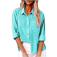 Algopix Similar Product 1 - Womens Cotton Linen Button Down Shirts