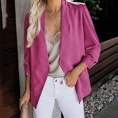 Blazer Suit for Women Solid Color Long Sleeve Lapel Blazer Jacket