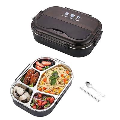 Bento Lunch Box for Adults Kids, Black Flowers, Lunch Box Food Containers  for Men Women, Bento Box Accessories Included Cute, Microwave Safe 
