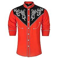 Algopix Similar Product 1 - Uezjymi Mens Western Cowboy Shirt