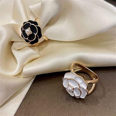 3PCS Elegant Pearl Floral Scarf Ring Clip Camellia Flower Scarf Buckle for  Women Scarf Ring Buckle Women Fashion Metal Shawl Clip Buckle Lady Girls  Decoration Accessories (28mm)
