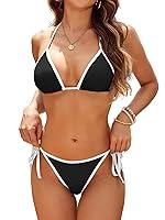 Algopix Similar Product 10 - ZAFUL Colorblock Halter Bikini for