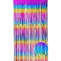 Algopix Similar Product 9 - WODCM Rainbow Foil Fringe Curtains