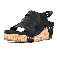 Algopix Similar Product 17 - PARTY Womens Wedge Sandals With Buckle