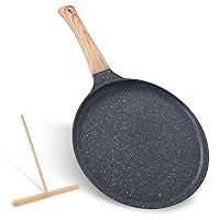 Crepe Pan, Pancake Pan, Dosa Tawa Pan Nonstick Flat Griddle Frying Skillet  Pan with Granite Coating & Solid Wood Handle for Omelette, Tortillas,  Induction Compatible, 10 Inch 