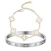 Algopix Similar Product 1 - TICVRSS 18K Gold Plated Clover Bracelet