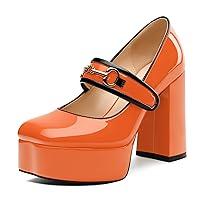 Algopix Similar Product 8 - MERRORI Orange Mary Jane Shoes for