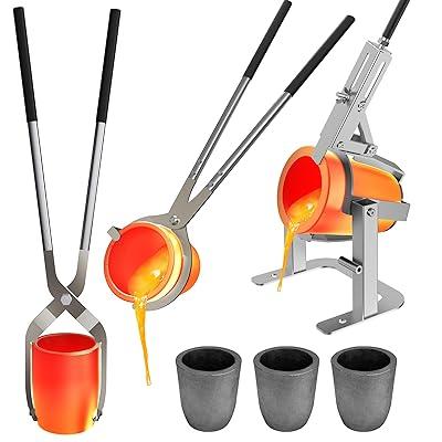 Metal Casting Kit,Crucible Kit - High Purity Graphite Crucible + Tong +  Bowl + Combo Ingot Torch Melting Kit Mould