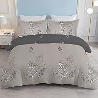 Algopix Similar Product 8 - SOULZZZ Grey Floral Duvet Cover King