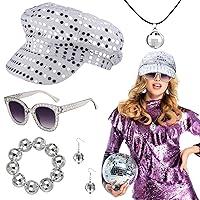 Algopix Similar Product 3 - Bodorma 5 Pcs Disco Sequin Hat Set 70s