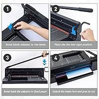 School Supplies - 12 inch Paper Cutter for Cardstock, A4 Stack Guillotine Paper Trimmer with Adjustable Guide, Cut 10-Sheets Capacity, Metal Base with