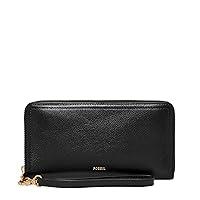 Algopix Similar Product 18 - Fossil Logan Leather Zip Around, Black