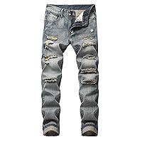 Algopix Similar Product 5 - Mens Ripped Straight Leg Moto Jeans