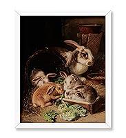 Algopix Similar Product 3 - Monem Art Vintage Rabbits Painting