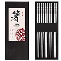 Algopix Similar Product 8 - AKONEGE 5 Pairs Metal Chopsticks