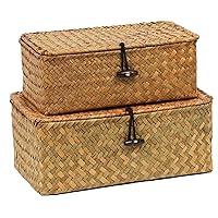 Algopix Similar Product 15 - Set of 2 Wicker Basket with Lid