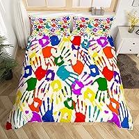 Algopix Similar Product 15 - Twin Size Handprint Duvet Cover Boys