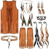 Algopix Similar Product 4 - XunYee 9 Pc Womens Fringe Vest 60s 70s