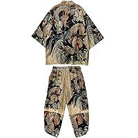 Algopix Similar Product 19 - DOSLAVIDA Mens Kimono Cargigan Suits