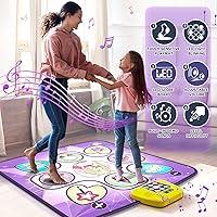 Dance Mat Toys for 3-12 Year Old Kids, Light Up Electronic Dance Mats with  6 Button Bluetooth 5 Game Modes and 4xAA Rechargeable Battery for 3 4 5 6 7  8 9