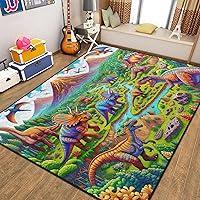 Algopix Similar Product 4 - Kids Rug Jurassic Forest Dinosaur