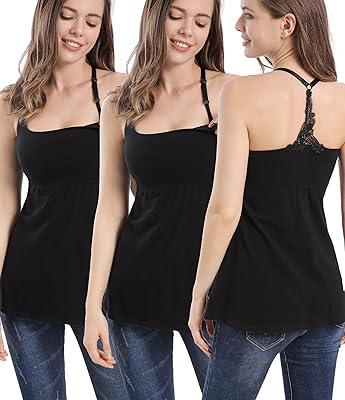 Womens Nursed Tank Tops Built in Bra Top for Breastfeeding Maternity  Camisole 𝐍𝐮𝐫𝐬𝐢𝐧𝐠 Tops for