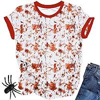 Algopix Similar Product 8 - OCURHU Bloody Shirt Halloween T Shirt