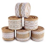 Algopix Similar Product 7 - ilauke 6 Rolls Burlap Ribbon with White