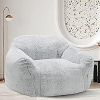  DKLGG Bean Bag Chair, Bean Bag Chairs with Tufted Soft Stuffed  with Filler, Fluffy Sherpa and Lazy Sofa, Comfy Cozy BeanBag Chair with  Memory Foam for Dorm, Apartment, Small Space (Linen
