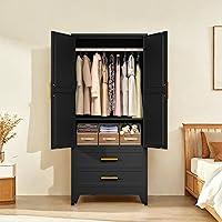 Algopix Similar Product 11 - PAOFIN Black 71 Metal Armoire Wardrobe