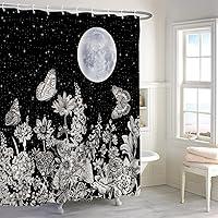 Algopix Similar Product 11 - Yanutan Midnight Garden Shower Curtain