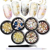Algopix Similar Product 14 - SILPECWEE 6 Boxes 3d Nail Charms Gold