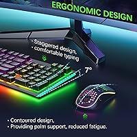 Wireless Gaming Keyboard and Mouse, 104 Keys Mechanical Keyboard Mice  Combo, Anti-Ghosting Ergonomic Rechargeable W/ 2.4G Wireless Receiver, RGB  LED