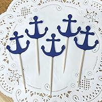 Algopix Similar Product 16 - Anchor Cupcake Toppers  Classic Navy