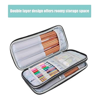 Organizer Case for Knitting Crochet Hook, Keep It in Place and Easy to Carry, with Web & Crochet Holder Slots - Colorful Cat (No Accessories Included)