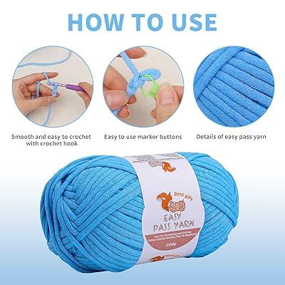 6 Pack Beginners Crochet Yarn Blue Green Yellow Red White Black Cotton  Crochet Yarn for Crocheting Knitting Beginners with Easy-to-See Stitches