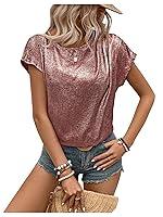 Algopix Similar Product 17 - SOLY HUX Womens Gold Tops Round Neck