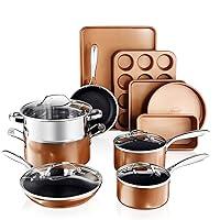 Algopix Similar Product 9 - GOTHAM STEEL 15 Pc Copper Pots and Pans