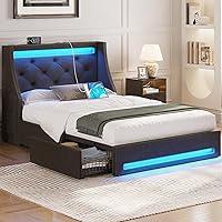 Algopix Similar Product 1 - Rolanstar Twin Bed Frame with LED