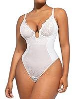 Algopix Similar Product 1 - SHAPELLX White Lace Bodysuit for Women