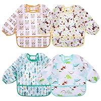 Algopix Similar Product 18 - Accmor 4 Pack Long Sleeve Baby Bibs